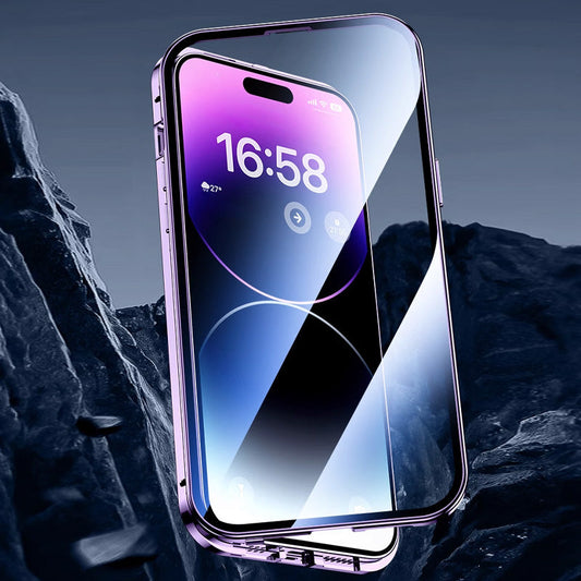 Anti-Peep Dubbelzijdig Glas Magnetisch Metalen Frame Telefoonhoesje voor iPhone