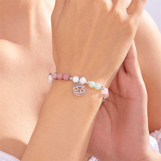 12 Zodiac-stenen kralenarmband met astrologisch tekenbedeltje