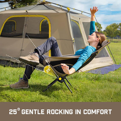 🪑 Kampeerstoel, draagbaar en lichtgewicht, comfortabele, opvouwbare schommelstoel met draagtas voor kamperen, wandelen, op het terras, vissen, draagvermogen tot 113 kg, kampeerligstoel, opvouwbare stoel