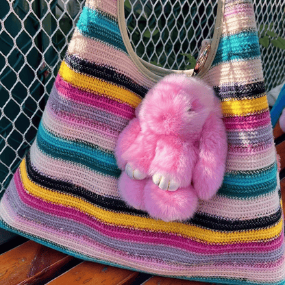 🐰 Handgemaakte Zachte Konijnen PomPom Sleutelhanger – Imitatiebont & Schattig Tasaccessoire!
