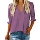 🔥Uitverkoop - 50% korting💜Effen damesshirt met pofmouwen en V-hals