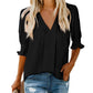 🔥Uitverkoop - 50% korting💜Effen damesshirt met pofmouwen en V-hals