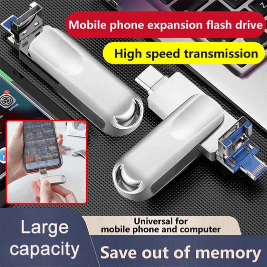 Multifunctionele 4-in-1 uitbreidings-flashdrive voor mobiele telefoons met grote capaciteit