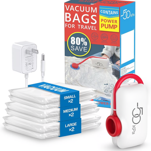 🎁 Hot Sale 50% KORTING 🔥6-Pack USB elektrische vacuümcompressiezakken – Bespaar ruimte, reis licht!