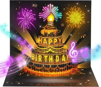 🎁 2+1 GRATIS – 3D Pop-Up Muzikale Verjaardagskaart | Met Lichtjes & Muziek | Een Bijzonder Cadeau met Verrassingseffect | Kies Zelf Je Designs