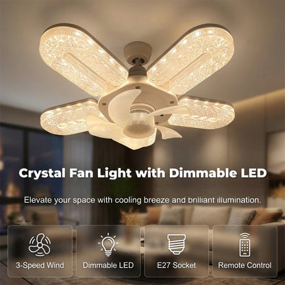 LED Plafondventilator met 5 Bladen en Kristaleffect