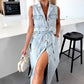 🔥 2025 NIEUWE VERKOOP -50% KORTING💥 Dames Denim Midi Jurk met Tailleband