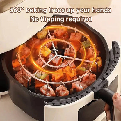 🔥 50% KORTING ! ✨ Verticale Spieshouder voor Airfryer - Gelijkmatige Verwarming, Gezond Grillen zonder Omdraaien, Snel Schoon te Maken 🍖⚡