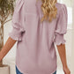 🔥Uitverkoop - 50% korting💜Effen damesshirt met pofmouwen en V-hals