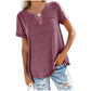 ✨50% korting - Effen katoenen T-shirt met korte mouwen en zakken