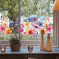 🌸 Kleurrijke Bloemenboeket Raamsticker – Vrij op Maat te Snijden | Breng Direct Sfeer in Huis
