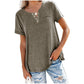 ✨50% korting - Effen katoenen T-shirt met korte mouwen en zakken