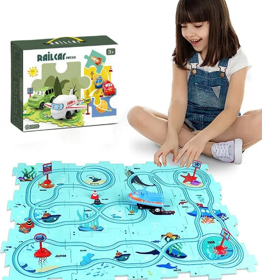 ✨ Beperkte aanbieding ✨-Kinderen Educatieve Puzzel Spoor Auto Speelset