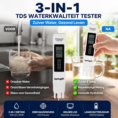 3-in-1 TDS Waterkwaliteit Tester