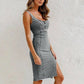 🎁2026 Nieuw binnen 50% KORTING💥 Verstelbare stok u -hals split split denim bodycon cami jurk