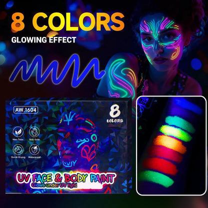 🎅Nieuwjaarsaanbiedingen ⚡Meer dan 50.000 verkocht!🎁UV Glow gezichts- en lichaamsverfmarkers set