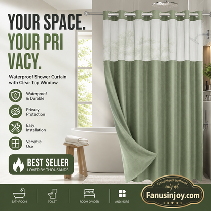 🔥Tijdelijke aanbieding: 50% KORTING!🛁Eenvoudig te bevestigen, waterdicht en biedt privacy!🚿Douchegordijn met wafelpatroon