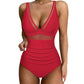 💃Vakantieaanbieding 49% KORTING💃Contrast Mesh Gerimpeld Eendelig Badpak Voor Dames