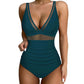 💃Vakantieaanbieding 49% KORTING💃Contrast Mesh Gerimpeld Eendelig Badpak Voor Dames