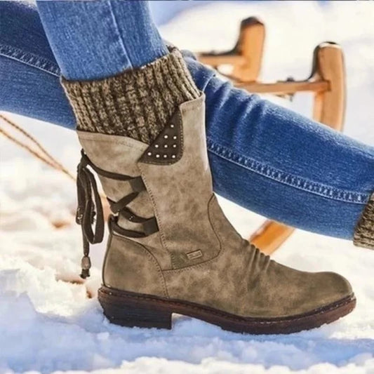 Vrouwen Winter Warme Terug Lace Up Sneeuw Laarzen