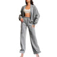 Dames Sweatbroek 2-Delige Sets met Lange Mouwen en Ritssluiting