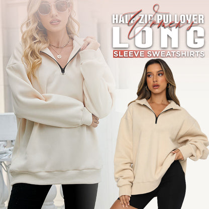 💝Hete verkoop💕Dames Sweatshirt met Ritssluiting en Afhangende Schouders