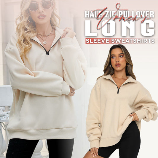 💝Hete verkoop💕Dames Sweatshirt met Ritssluiting en Afhangende Schouders