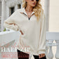 💝Hete verkoop💕Dames Sweatshirt met Ritssluiting en Afhangende Schouders