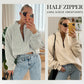 💝Hete verkoop💕Dames Sweatshirt met Ritssluiting en Afhangende Schouders