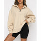 💝Hete verkoop💕Dames Sweatshirt met Ritssluiting en Afhangende Schouders