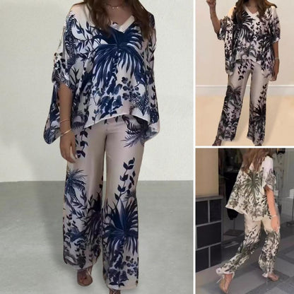 🤩Fashion Casual Vrouwen V-Hals Gedrukt Plug Mouwen Kostuum