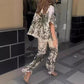 🤩Fashion Casual Vrouwen V-Hals Gedrukt Plug Mouwen Kostuum