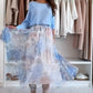 📣 60% KORTING!!!💥Blauwe set: top met een leuk strikje op de rug en een tulle rok