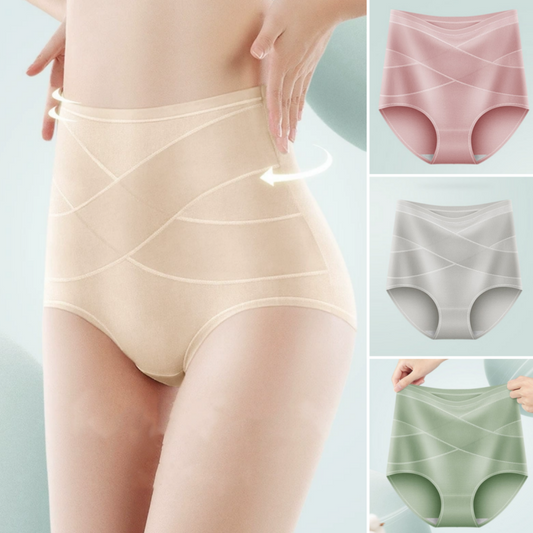 🌸Gezondheid van vrouwen🌸 Damesonderbroek met hoge taille en gekruiste banden voor een platte buik