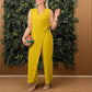 💖Beperkte uitverkoop 50% KORTING💖Effenkleurige casual V-hals jumpsuit voor dames met knoop