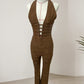 Sexy Dames Jumpsuit Zonder Mouwen met Kant en V-Hals
