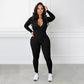 Effen kleur half rits naadloze jumpsuit