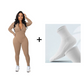 Effen kleur half rits naadloze jumpsuit