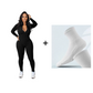 Effen kleur half rits naadloze jumpsuit