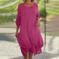 💕Elegante effen jurk met ronde hals voor dames