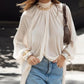 Eenvoudig vloeiende pure pure lange mouw lange dames top