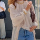 Eenvoudig vloeiende pure pure lange mouw lange dames top