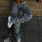 Vintage straight leg jeans in punkstijl met meerdere zakken