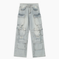 Vintage straight leg jeans in punkstijl met meerdere zakken