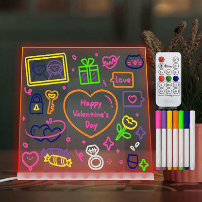 🌈 LED-lichtbord – Uitwisbaar teken- en schrijfbord met nachtlampje