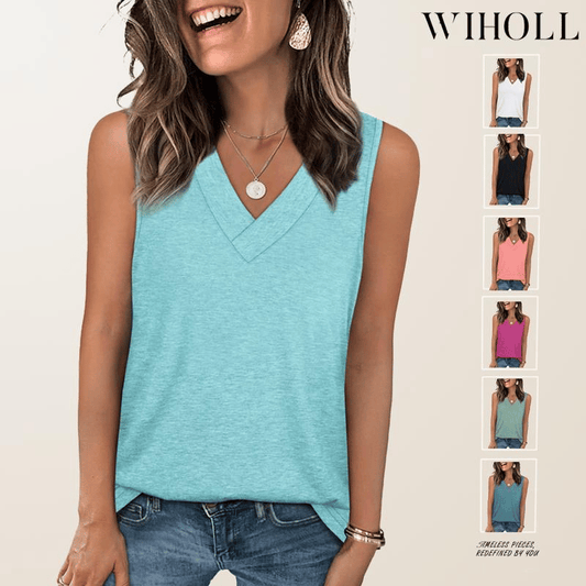 🎁LAATSTE DAG 50% KORTING🔥Casual Dames Tanktop met V-Hals en Losse Pasvorm