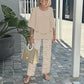 Vrouwen Casual Ronde Hals Halve Mouw Top Bedrukte Broek Tweedelige set
