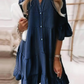 👗Zomerjurk met Franje en V-Hals - Lichte Denimlook