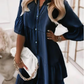 👗Zomerjurk met Franje en V-Hals - Lichte Denimlook