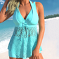 🏖️ Heet Aanbod: 50% Korting 💕 Dames Tweedelig Badpak: Top met V-hals en kanten afwerking + Boyshorts